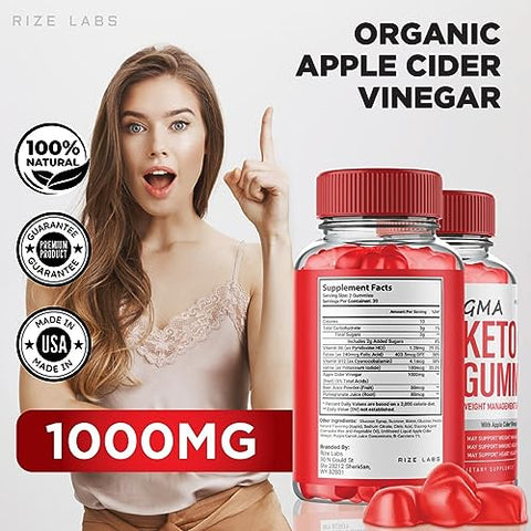 rize labs - GMA Gummies Keto ACV – Gomitas Veganas Naturais para Perda de Peso – Barriga Keto GMAKeto – Gummies ACV GMA (180 Gummies)