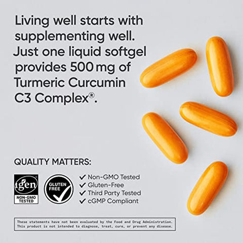 Turmeric Curcumin C3 Complex – Softgels com Extrato de Pimenta Preta Bioperine – 60 Cápsulas - Sports Research