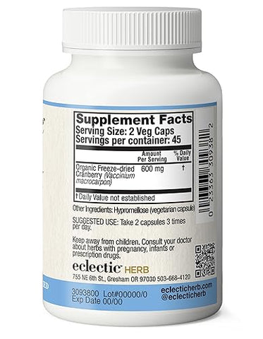 Cranberry Fresco Congelado e Desidratado | Suporte ao Trato Urinário | 90 CT (300 mg) | Não-OGM - ECLECTIC INSTITUTE