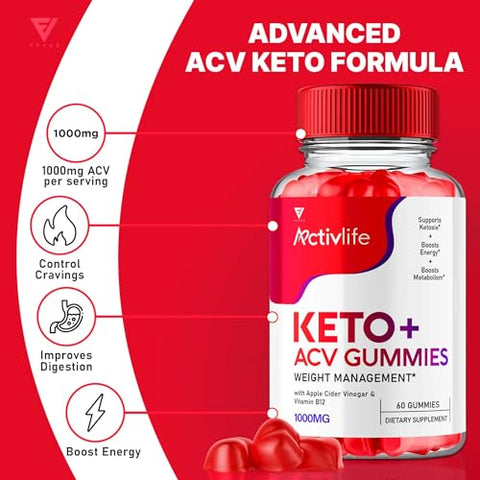 Fyvus - Ativlife Keto ACV Gummies – Suplemento Avançado de Vinagre de Maçã em Gomas (60 Gummies)