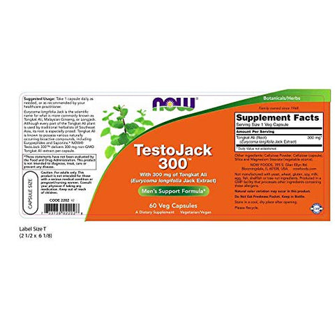 NOW Foods - NOW Supplements TestoJack 300™ – 300 mg de Tonkat Ali (Extrato de Eurycoma longifolia Jack), 60 Cápsulas Vegetais | Aliado Natural para o Aumento de Testosterona
