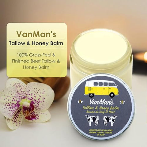 The VanMan Company - Bálsamo de Mel Vanman (60 ml) – Sebo de Gado Alimentado com Grama