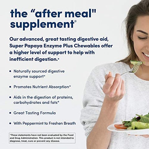 Super Papaya Enzyme Plus – Comprimidos Mastigáveis de Sabor Natural de Papaia – Promove a Digestão – 60 comprimidos - American Health