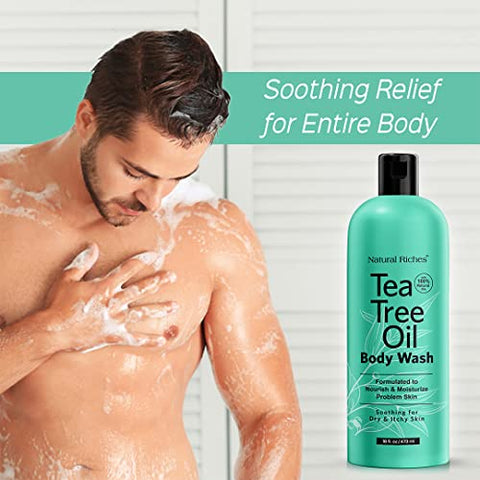 Óleo de Melaleuca Natural Riches Body Wash, 2×480 ml – Calmante, Hidratante e Suave para Pele Normal, Mista, Sensível, Oleosa e Seca