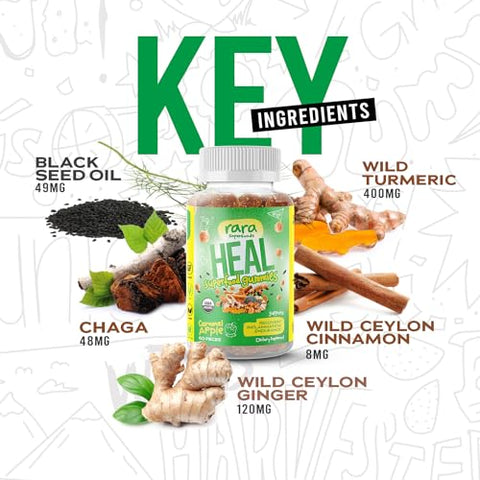 Rara Superfoods - HEAL Mind: Fórmula Avançada para Melhorar o Desempenho Mental e Concentração – 60 Cápsulas