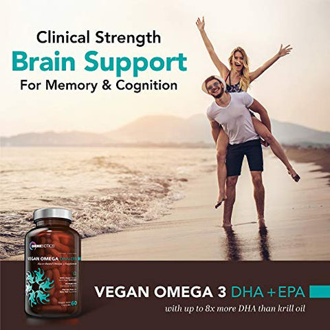 OmniBiotics - Suplemento Vegan Omega 3 DHA EPA – Certificado MD Prenatal Vegan DHA com EPA | 8X Mais DHA que Óleo de Krill | Ômega 3 Vegano Livre de Peixes