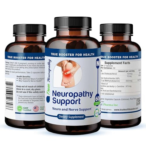 TRUEMED - Suplemento Neuro e Nerve Support de Alta Potência com Acetil-L-Carnitina, Tiamina, Piridoxina HCl e Vitamina B12 – 60 Cápsulas Vegetais