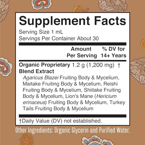 MaryRuth Organics - MaryRuth’s | Complexo de Cogumelos Orgânicos USDA | Gotas Líquidas Herbais | Suplemento de Cogumelos | Cabeça de Leão | Cogumelo Reishi | Cogumelos Shiitake | Não-OGM | Vegano | Livre de Álcool
