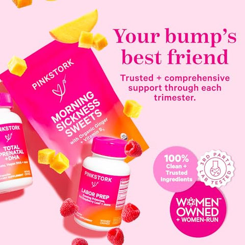 Vitaminas Pré-Natais Pink Stork Total com DHA, Ácido Fólico, Ferro, Colina e Vitamina B12 – Suporte ao Desenvolvimento Fetal e Gravidez – 60 Cápsulas