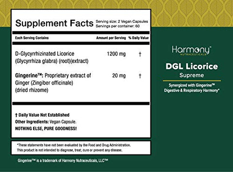 Harmony Nutraceuticals - DGL Licorice Supreme Dr Gumman’s – 120 Cápsulas Veganas de Alta Potência e Bioacessibilidade Máxima –