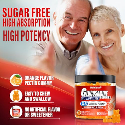 vidabotan - Gomas de Glucosamina e Condroitina sem Açúcar, Extra Forte 1500mg com MSM – Marca: [Nome da Marca]