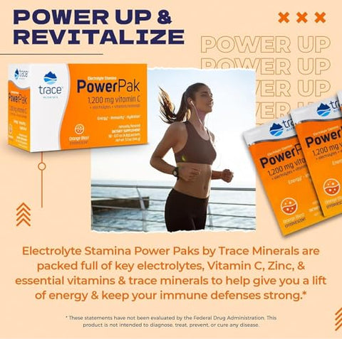Electrolyte Stamina Power Pak Laranja Explosiva Trace Minerals 4.8g cada 30 Pacotes