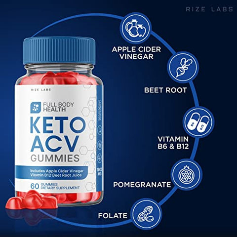 rize labs - Gummies Full Body Health Keto ACV – Fórmula Max Strength para Perda de Peso Avançada com Energia Keto ACV – Fullbody AVC Plus Gummie Gomita (60 Gummies)