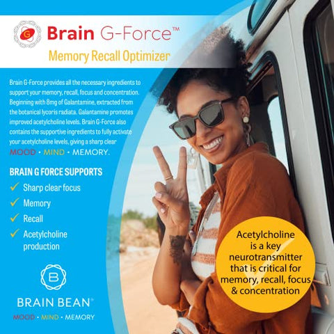 Brain Bean - Brain G-Force | Potencialize a Função Cerebral | com Galantamina, Ácido R-Lipoico, A-GPC e Benfotiamina | 45 Porções