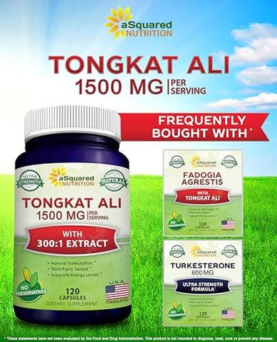 Tongkat Ali 1500mg – 120 Cápsulas – Extrato de Longjack (Eurycoma Longifolia) – Marca aSquared Nutrition - aSquared Nutrition