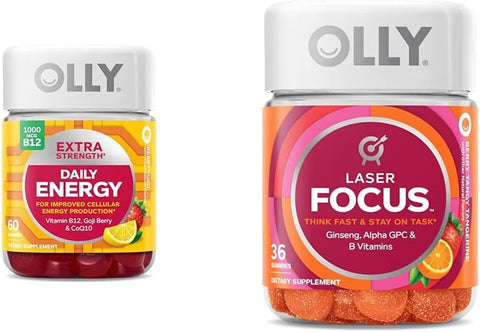 Gummy Energético Diário Extra Forte com Vitamina B12, CoQ10, Goji Berry – 60 Unidades - OLLY