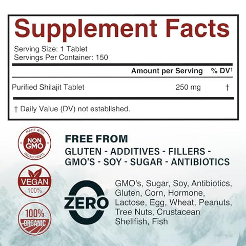 Benevolent Nourishment - Premium Shilajit Dry Drops – 150 Unidades, 250mg Cada – Máxima Potência de Shilajit Puro para Homens com 40%% de Ácido Fúlvico – Marca Premium