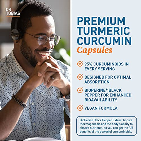 Suplemento de Curcumina de Cúrcuma com BioPerine – 60 Cápsulas (500 mg) - Dr. Tobias