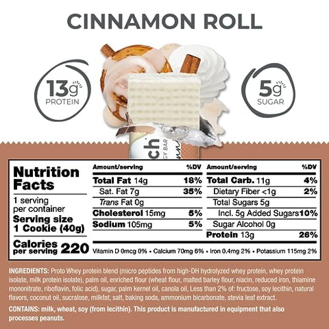 Barras de Wafer de Proteína, Snacks de Alta Proteína com Sabor Delicioso, Canela Roll, 40g (12 Unidades) - Power Crunch