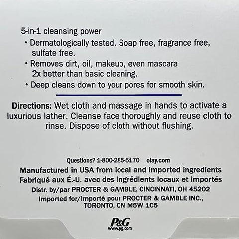 Lenços de Limpeza Facial 2 em 1 Ativados por Água 33 unidades (Pacote com 4) - Olay