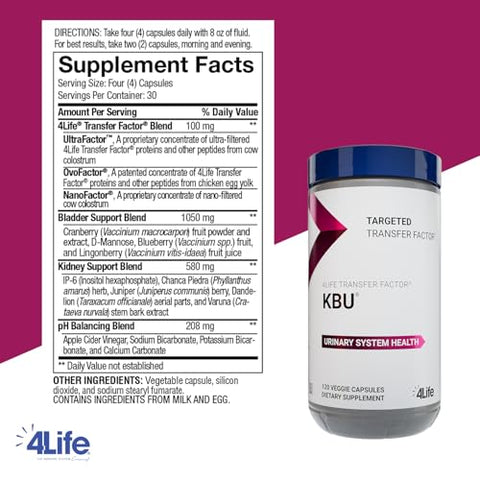 KBU – Suporte Urinário com Fator de Transferência para a Bexiga | 60 cápsulas | 500mg | Marca 4Life - 4Life