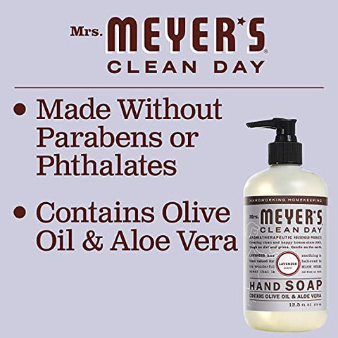 MRS. MEYER'S CLEAN DAY - Recarga de Sabonete Líquido MRS. MEYER’S CLEAN DAY, Fórmula Biodegradável com Óleos Essenciais, Lavanda, 33 ml – Pacote com 6 unidades
