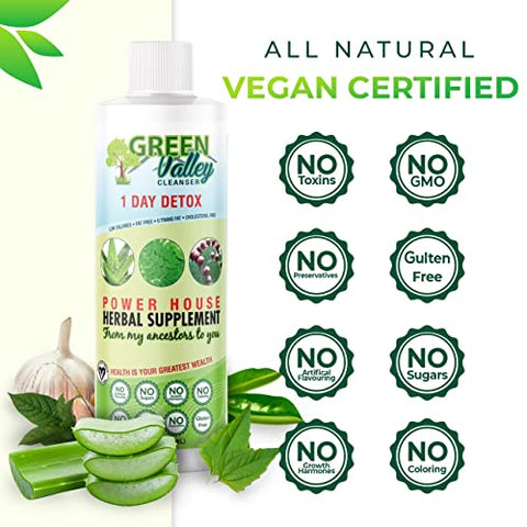 Green Valley Cleanser - Fórmula líquida de limpeza do cólon e desintoxicação do fígado em 1 dia – Vegana, auxilia na digestão saudável, suporte intestinal, aumenta os níveis de energia e movimentos intestinais | 8 fl oz (236 ml)