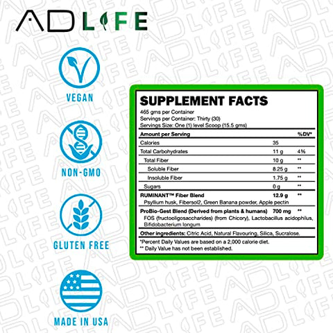 PROJECT AD LLC - Project AD Fibra em Pó Vegana, Suporte à Saúde Intestinal e Regularidade Digestiva (Manga, 464g)
