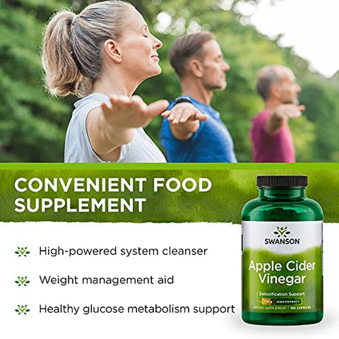 Cápsulas de Vinagre de Maçã – Saúde Digestiva – Suporte Detox – (180 Cápsulas, 625mg Cada) 4 Pacotes - Swanson