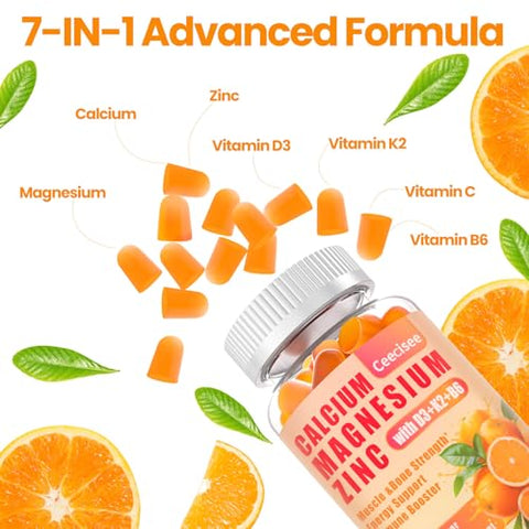Ceecisee - Gomas de Cálcio Magnésio Zinco com D3 – Fortaleça seus ossos e imunidade
