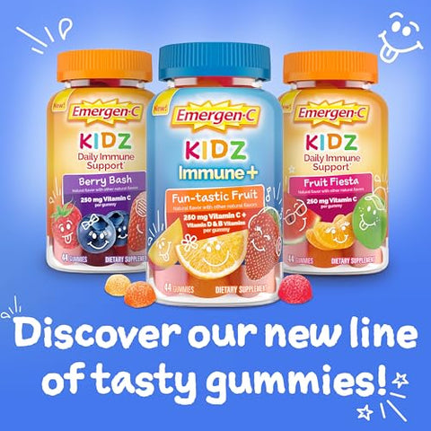 Kidz: Gomas Saborosas com Vitamina C, Vitaminas B e D para Reforço Imunológico – Frutas Divertidas – 44 Unidades - Emergen-C