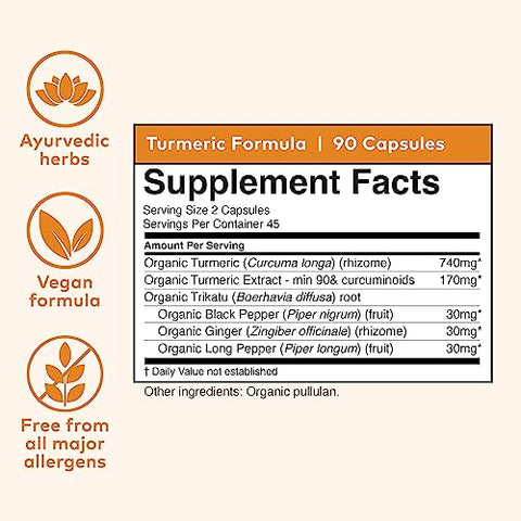 ORGANIC INDIA - Suplemento Herbal Organic India Cúrcuma Curcumina – Mobilidade Articular – 60 cápsulas – 500mg