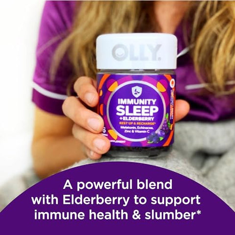 Gummy Sleep Immunity com Melatonina, Sabugueiro, Vitamina C, Zinco, Equinácea, 36 Unidades – Gummy Sleep com Melatonina, L-Teanina, Camomila, 50 Unidades - OLLY