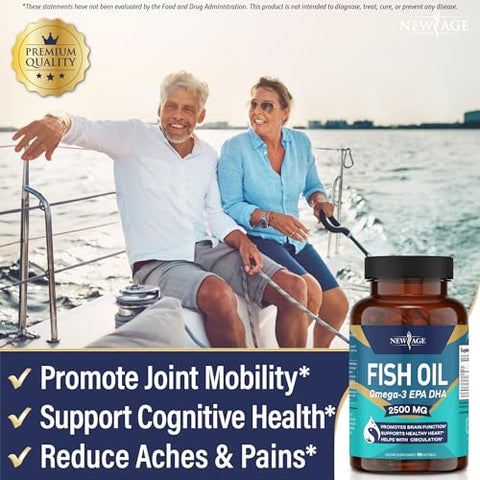 Ômega 3 Fish Oil 2500mg – Reforço Imunológico – Óleo de Peixe – 60 Cápsulas - NEW AGE