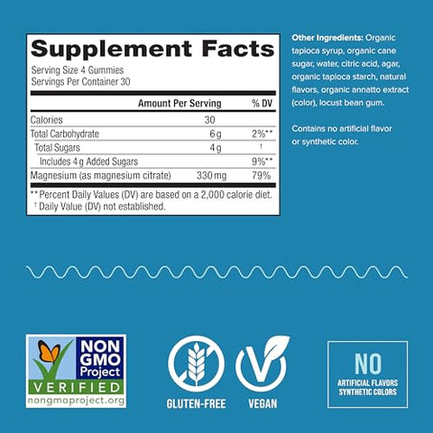 Calm Gummies Vegan Laranja 120 Gummies – Suplemento de Magnésio Anti-Stress, Livre de Glúten - Natural Vitality