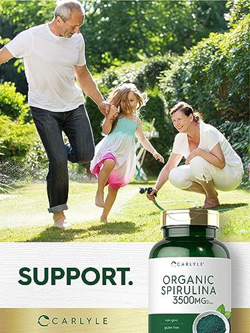 Spirulina Orgânica em Comprimidos 3500mg | 500 Unidades | Não-OGM - Carlyle