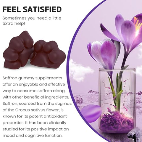 Enerlix - Gomas de Açafrão 88,5 mg com Magnésio – Suplemento de Açafrão de Força Máxima com Hipérico, GABA, Rodiola e Alecrim