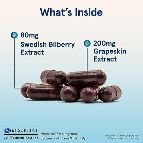 Cápsulas de Mirtilo com Polifenóis da Casca de Uva, Saúde Visual e Ocular, 60 Cápsulas Vegetarianas, Até 30 Dias de Suprimento - Jarrow Formulas