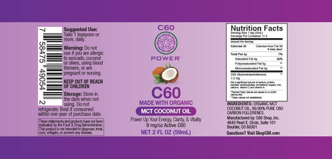 C60 Purple Power - C60 Power – Óleo de Coco MCT Orgânico 60 Cápsulas – 99,99% de Carbono Fullerenos Puros – Melhore a Função Mitocondrial