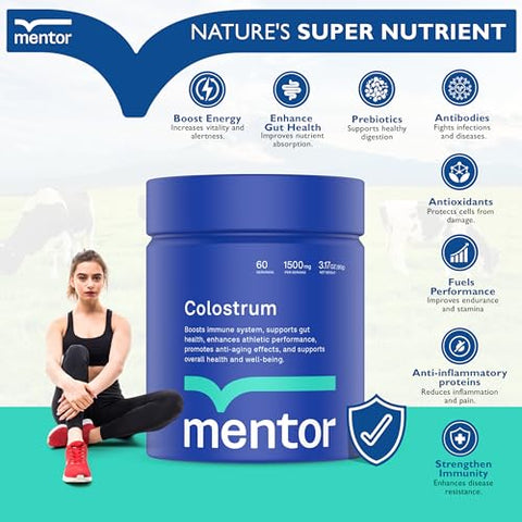 Suplemento em Pó de Colostro Orgânico Bovino para Saúde Intestinal, Crescimento Capilar, Beleza e Suporte Imunológico – Proteína de Colostro - Mentor