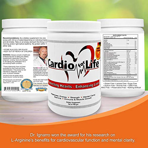 Health Guardian - Cardio for Life – Pó de L-Arginina 454g – Suplemento Natural de Óxido Nítrico para Aumentar a Energia Cardiovascular