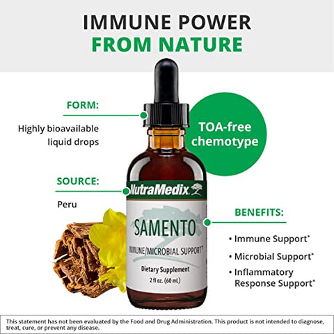 Samento Cat’s Claw Tincture – Extrato de Unha de Gato Peruana para Imunidade, Cérebro, Antioxidante, Cardiovascular – 30ml - NutraMedix