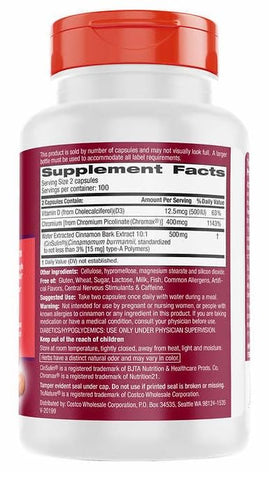 OProCyn - Tru Nature Cinsulin – Extrato de Canela Avançado 500mg, 200 Cápsulas Vegetarianas