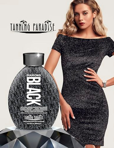 TANNING PARADISE - Tanning Paradise Diamond Black – Loção Bronzeadora para Cama de Bronzeamento – 400ml – Resistente à Transferência – Bronzeado Dourado – CC Cream