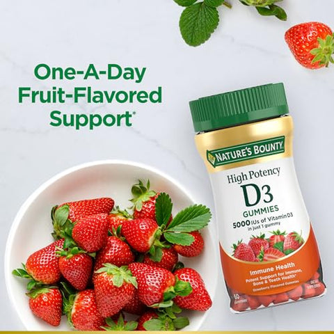 Nature's Bounty - Nature’s Bounty Gummies Vitamina D 5000 UI, Alta Potência para Suporte Imunológico