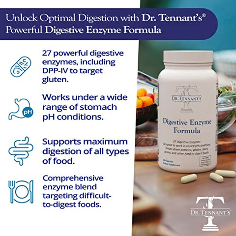 Dr. Tennant's - Dr Tennant’s – Fórmula de Enzimas Digestivas – Refluxo Gastroesofágico, Azia – 60 cápsulas