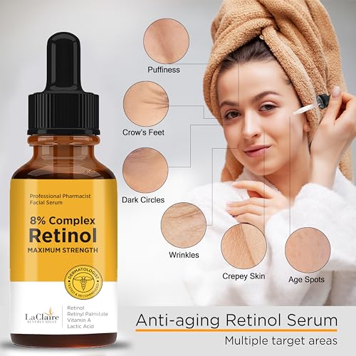 LaClaire - Sérum Facial Complexo Retinol, Anti-idade, Iluminador, Firmador, Suavizante, 30 ml