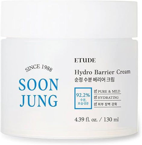 HOUSE Soonjung Hydro Barrier Cream 130ml (Nova Versão) | Solução de Cuidados com a Pele Irritada | Creme Essencial para Pele Sensível | Hidratação Profunda - ETUDE