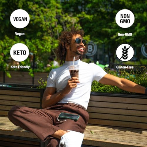 HALO Sport - HALO Iced Mocha Latte – Pó de Bebida Energética – Mistura de Café Saudável para Hidratação com Eletrólitos, Cafeína, Vitaminas e Minerais – 20 Calorias – Keto e Baixa Caloria – 1 x 12