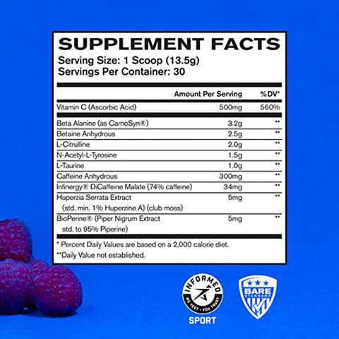 BARE PERFORMANCE NUTRITION - Bare Performance Nutrition BPN Flight Pré-Treino, Energia e Foco Mental, Resistência Melhorada | 300g